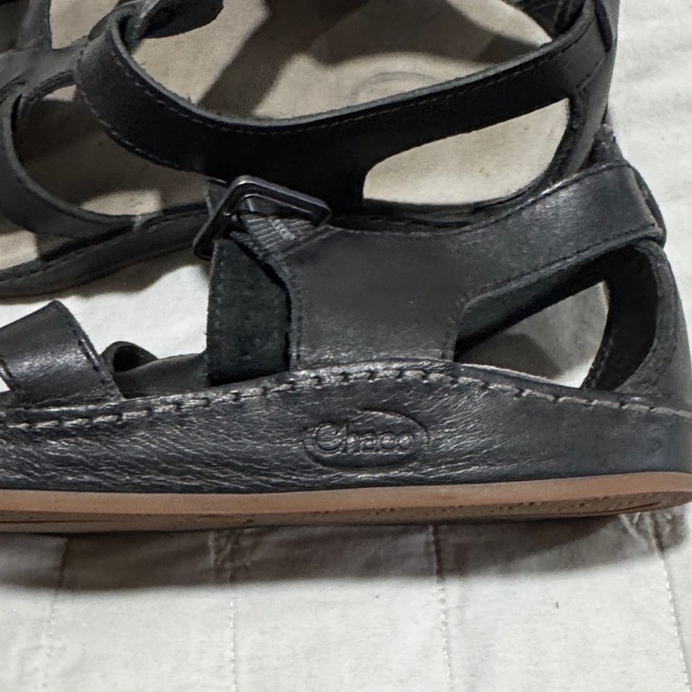 Chaco Dark Leather Strappy Sandals View 3